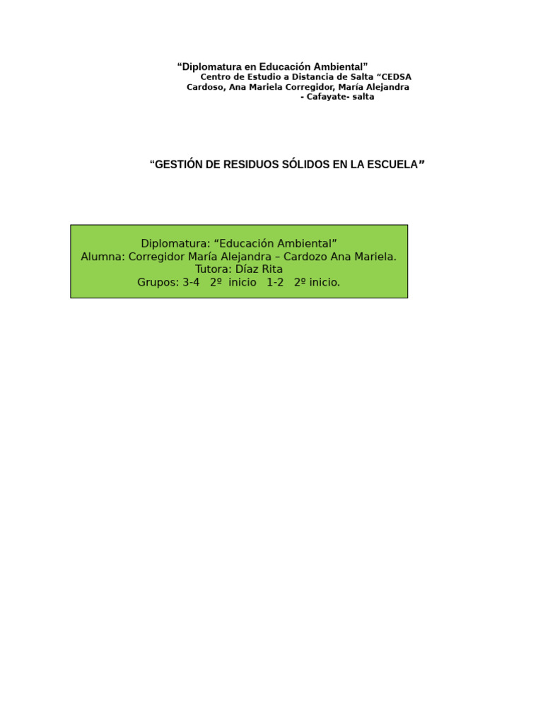 Gestión de Residuos en Educación Ambiental | PDF | Sustentabilidad ...