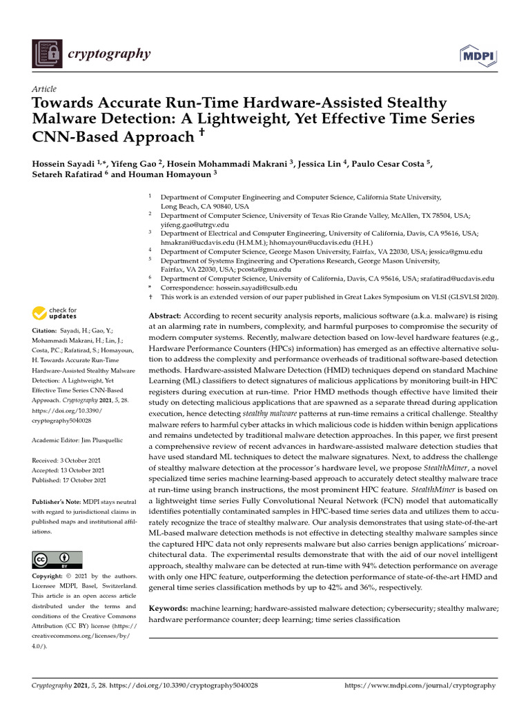 Towards Accurate Run-Time Hardware-Assisted Stealt | PDF | Malware ...