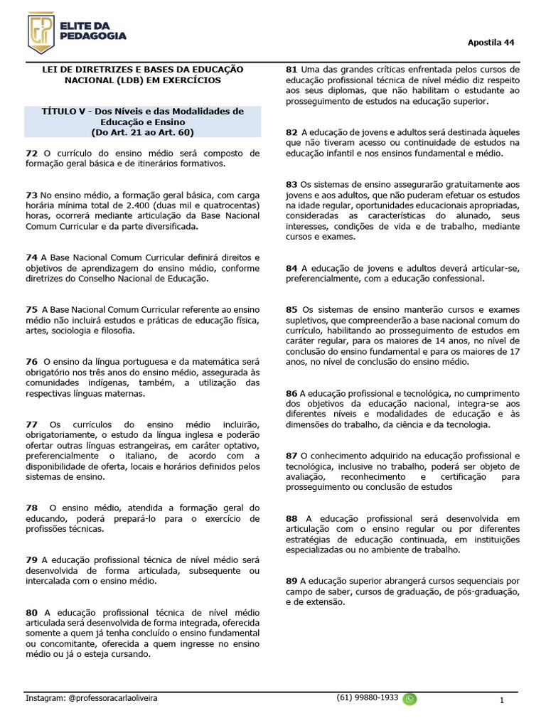LDB: Níveis e Modalidades de Educação | PDF | Educação Especial ...