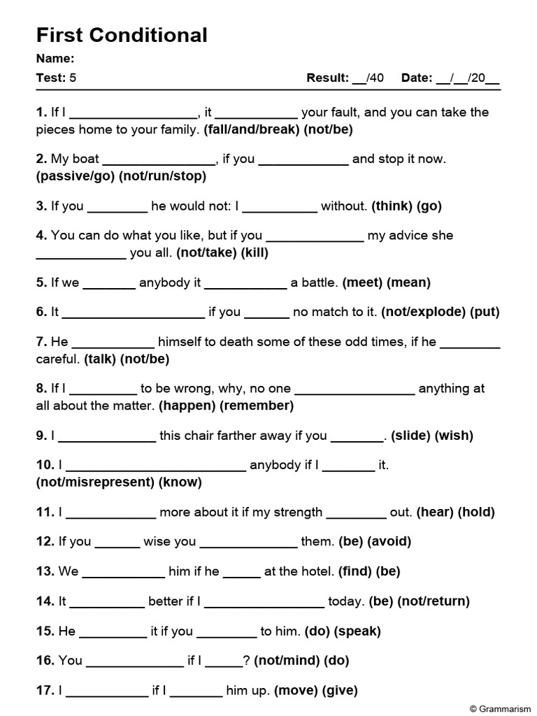 First Conditional Exercises Worksheet | PDF