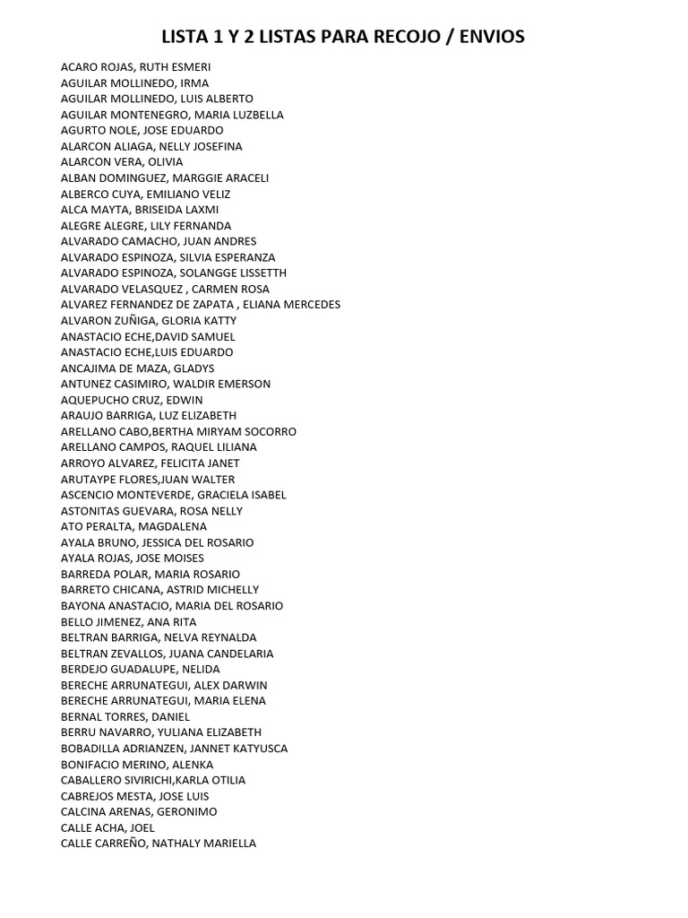 Grupo 1 y 2 para Recojo y Envios | PDF