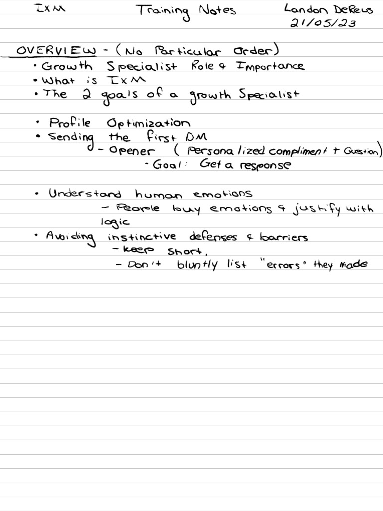 Training Notes | PDF