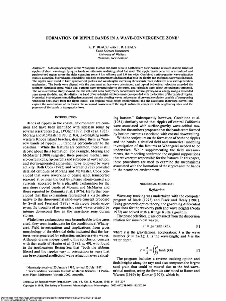 Formation of Ripple Bands in A Wave-Convergence Zone | PDF | River ...