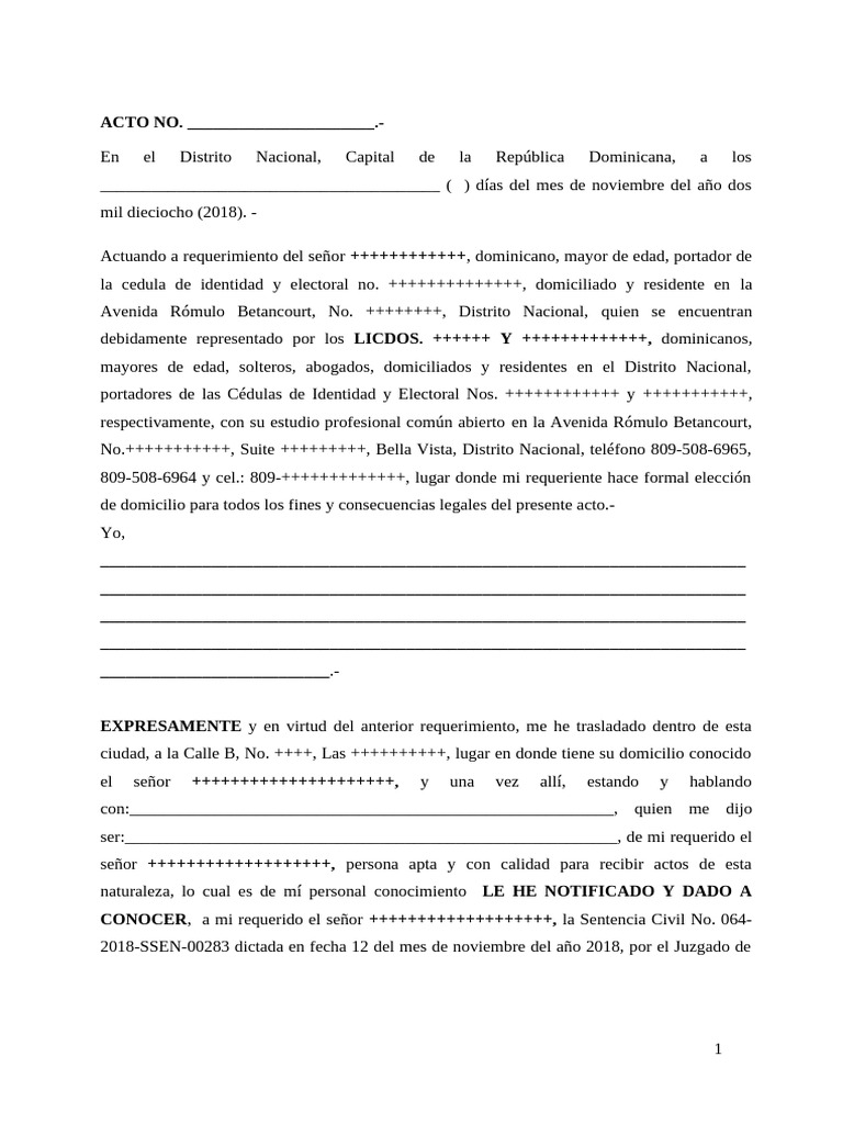 Notificación de Sentencia Civil en RD | PDF | Gobierno