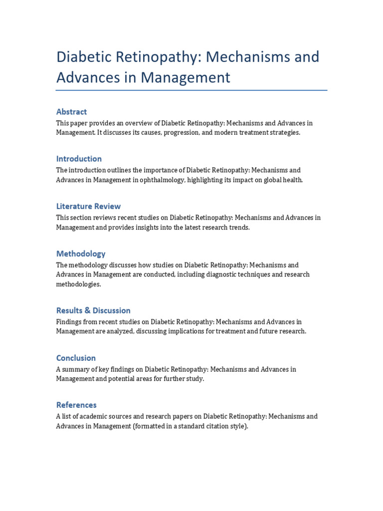 Diabetic Retinopathy Mechanisms and Advances in Management | PDF