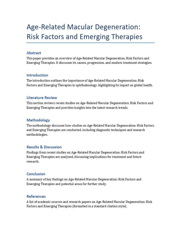 Age-Related Macular Degeneration Risk Factors and Emerging Therapies | PDF