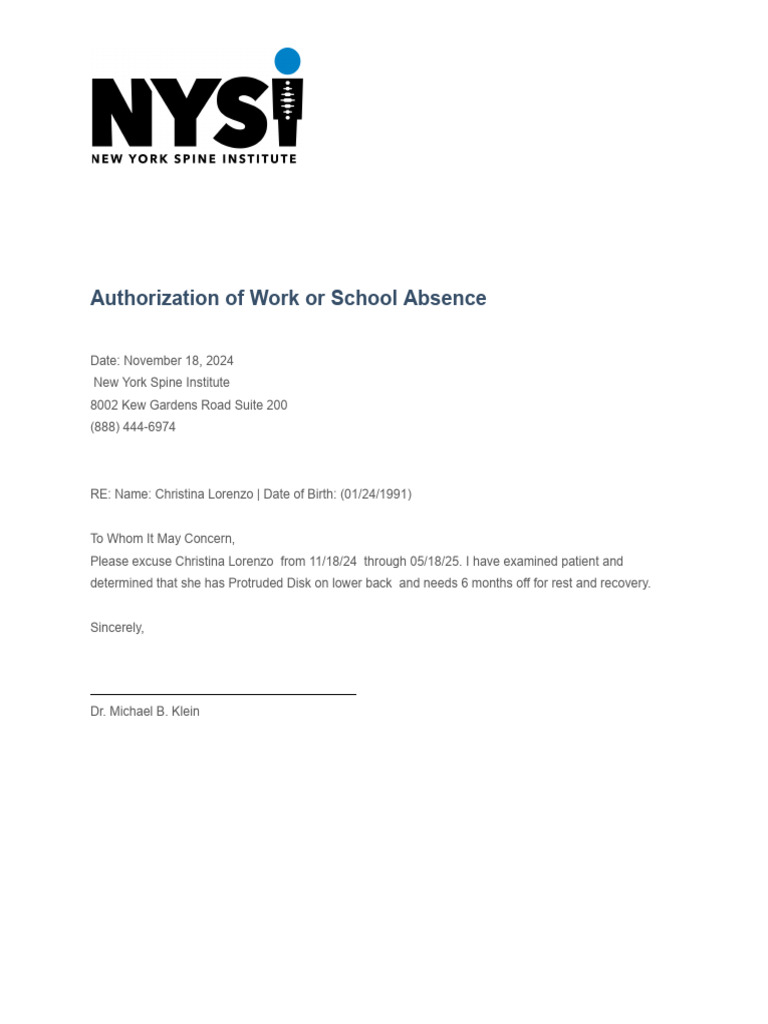 Copy of Doctors Note Example | PDF