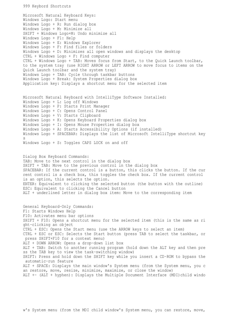 Essential Windows Keyboard Shortcuts | PDF | Command Line Interface ...