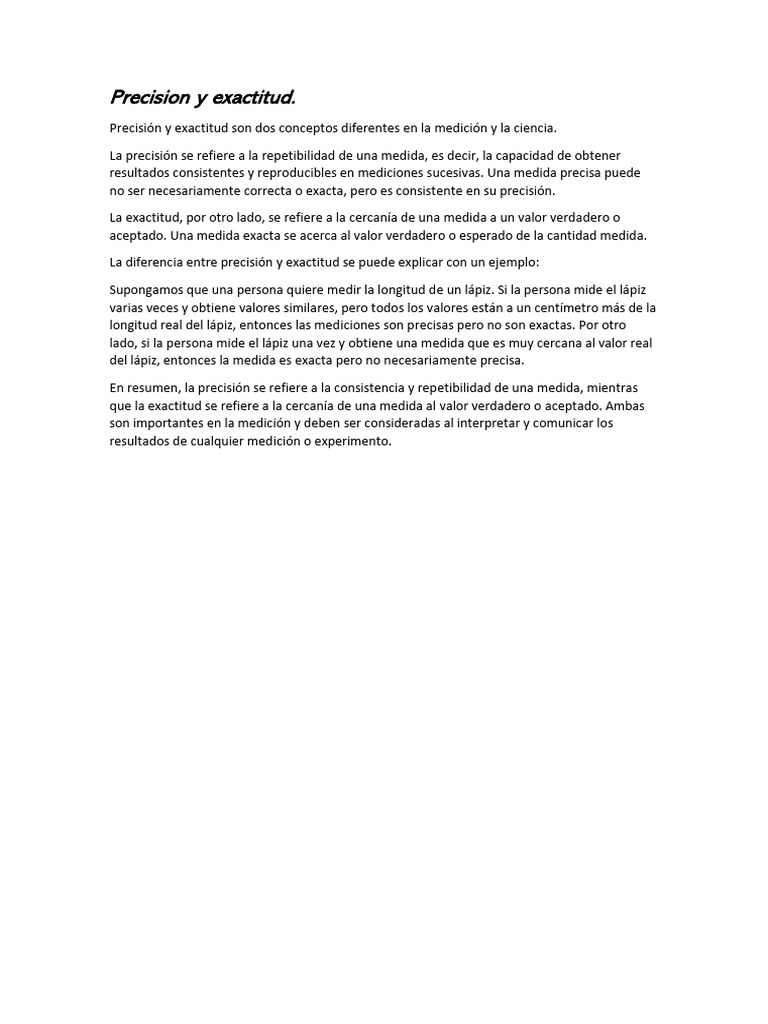 Diferencias entre precisión y exactitud | PDF