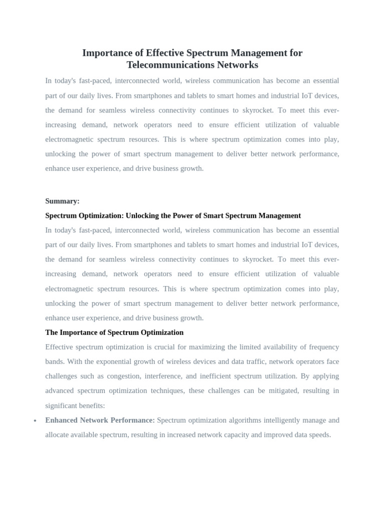 Dynamic Spectrum Optimization Strategies | PDF | Radio Spectrum ...
