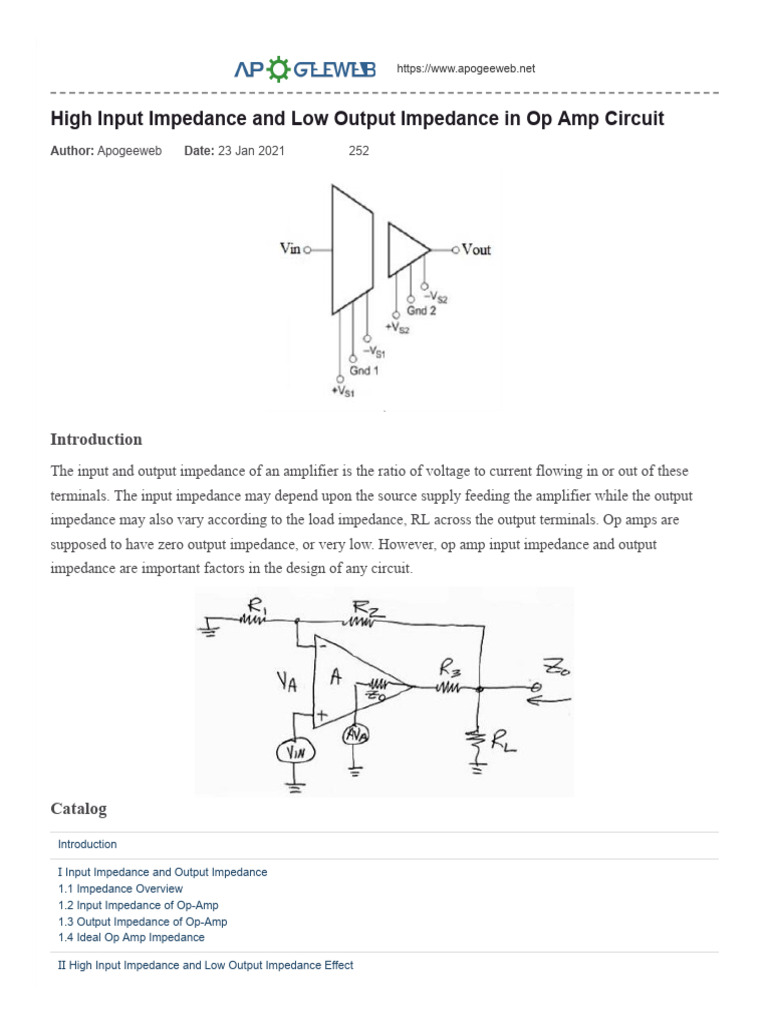 Op Amp Input and Output Impedance Explained | PDF | Operational ...