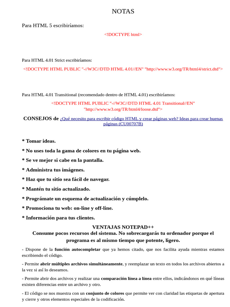 Guía de Doctypes y Etiquetas HTML | PDF | HTML | Red mundial