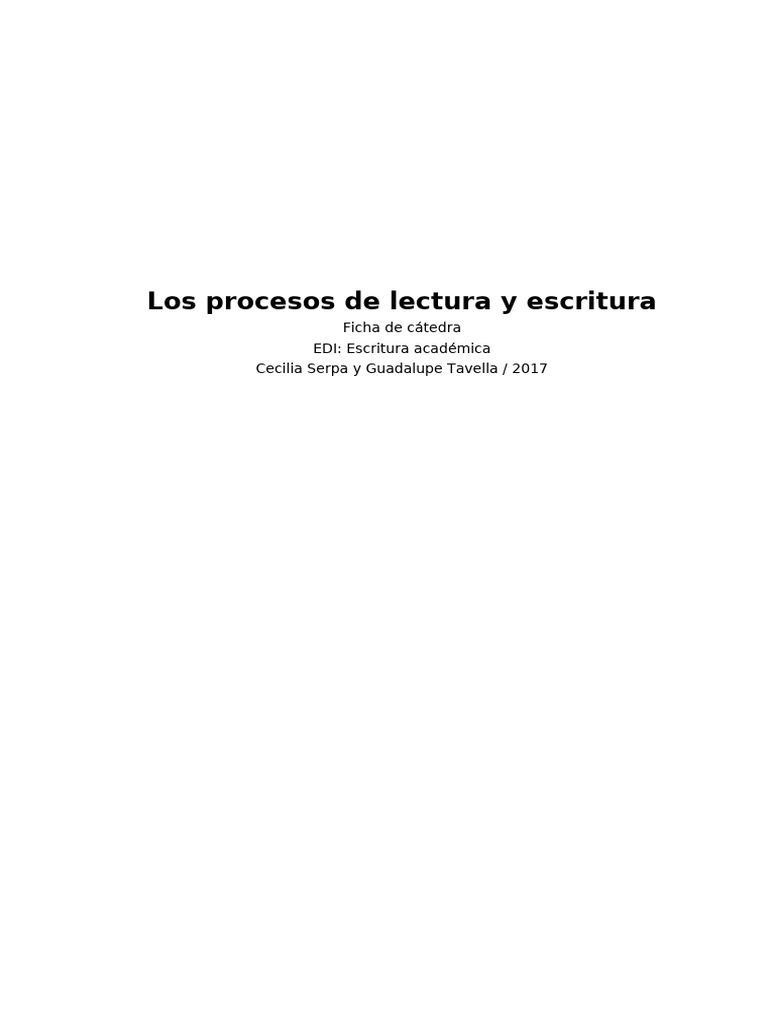 Procesos de Lectura y Escritura en Educación | PDF | Pensamiento | Memoria