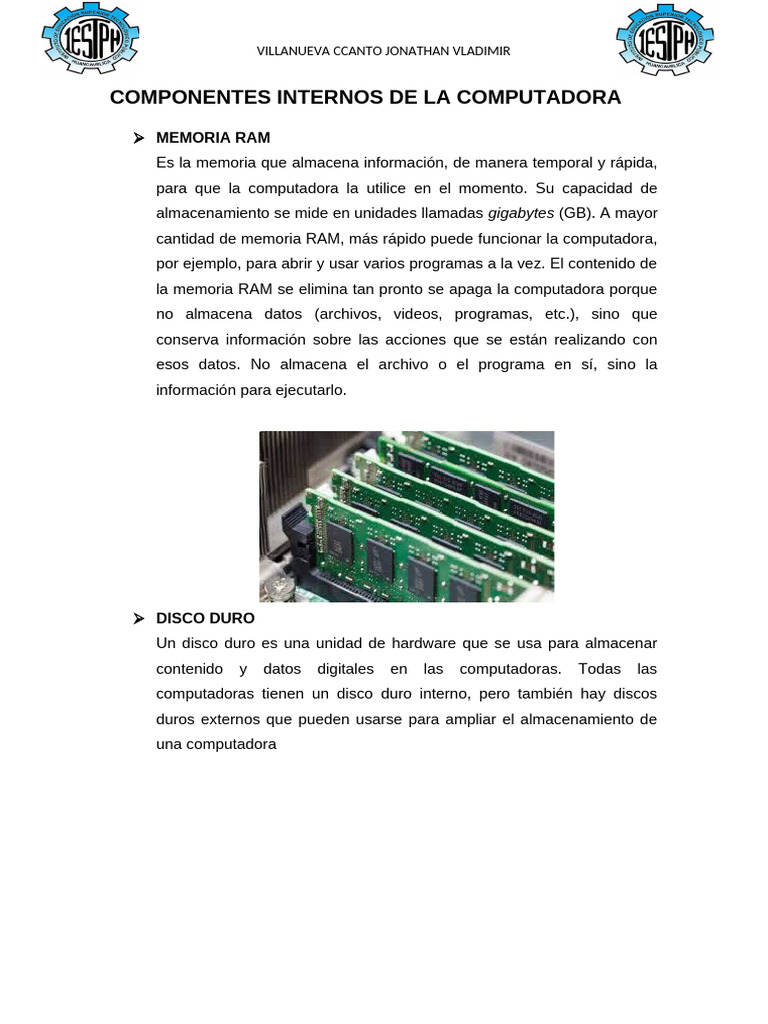 Componentes Clave de una Computadora | PDF | Hardware de la computadora ...