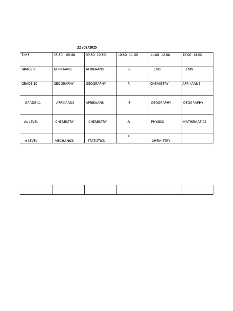 SAT Timetable for Grades 9-11 | PDF
