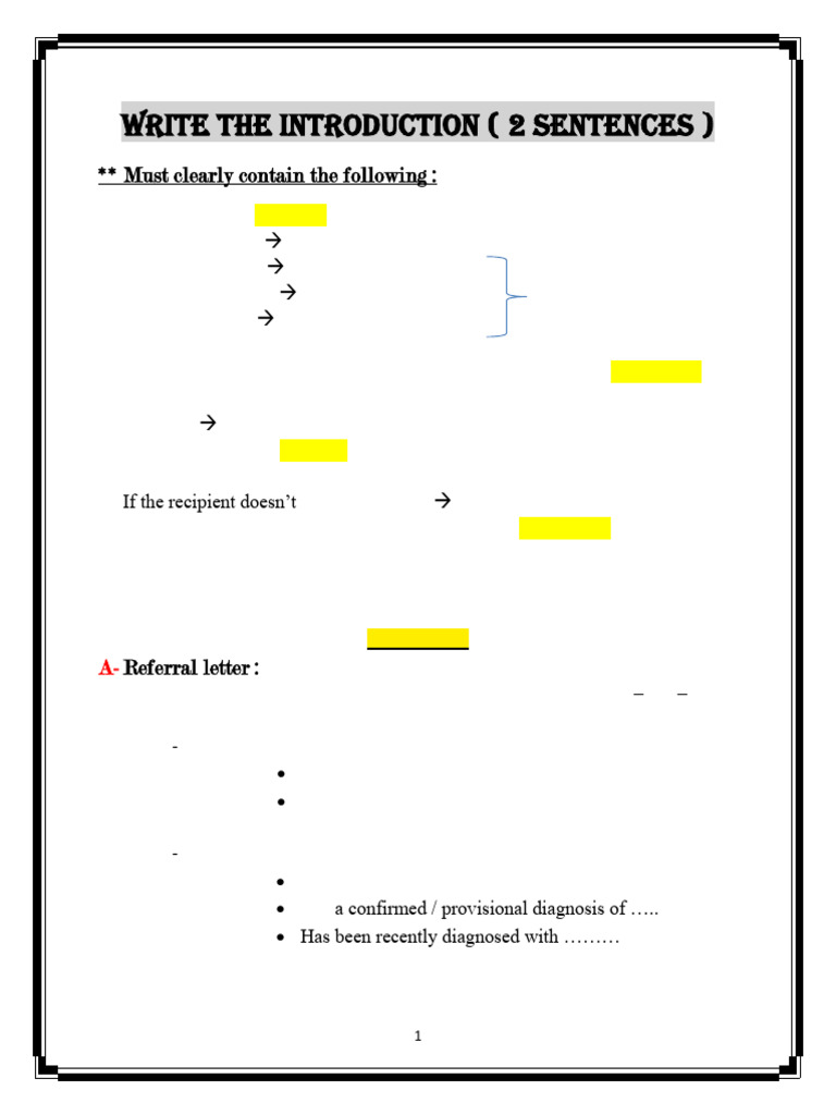 Medical Referral Letter Guidelines | PDF | Verb | Sentence (Linguistics)