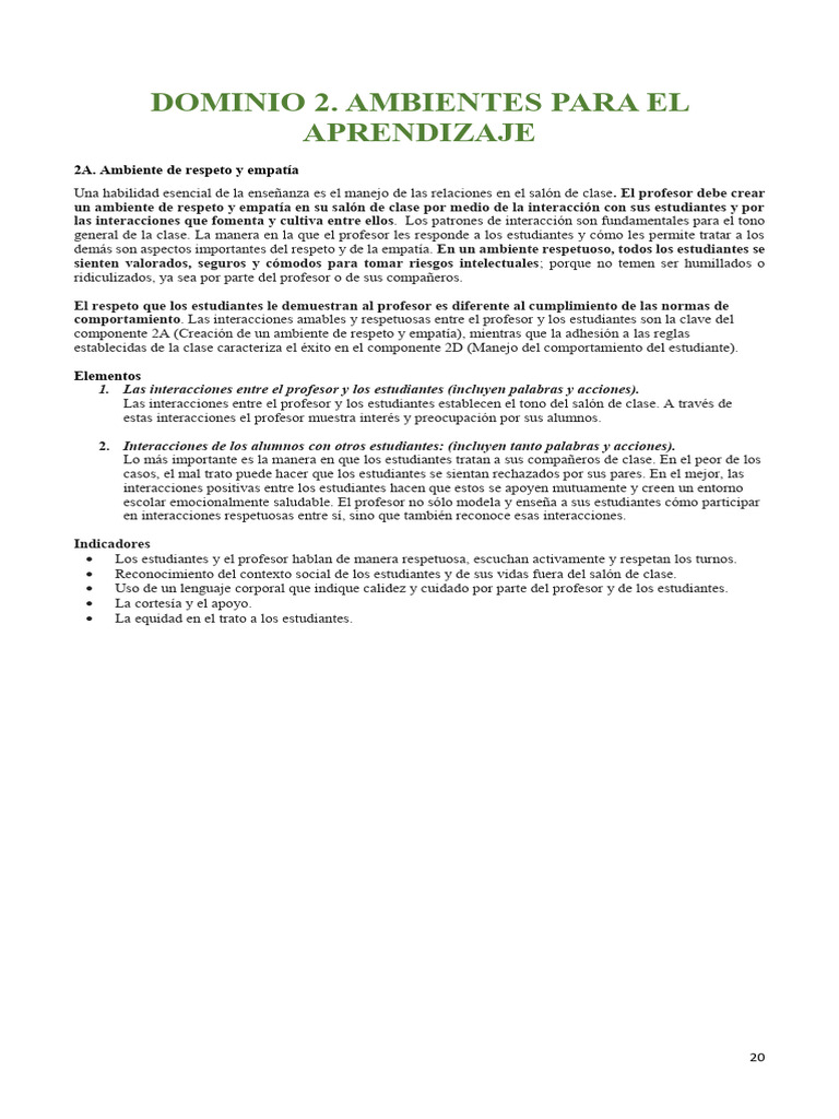 DOMINIO 2 Ambiente de Respecto y Empatía | PDF | Empatía | Enseñando