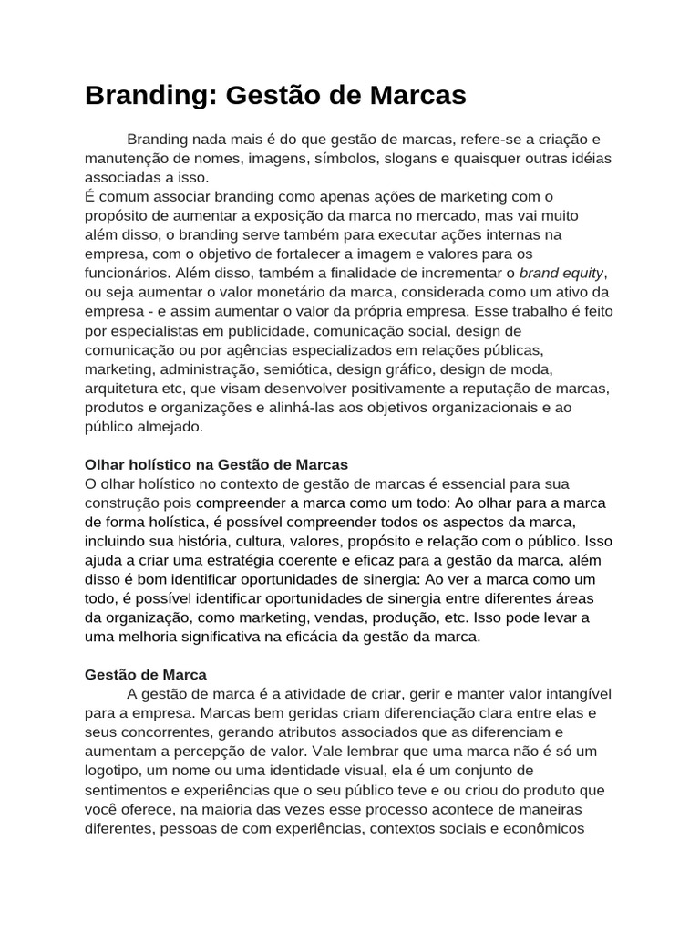 Gestão de Marcas e Branding Eficaz | PDF | Gestão de marcas | Marca