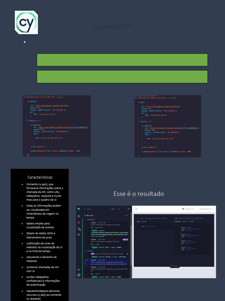 Comando cy.api() no Cypress | PDF