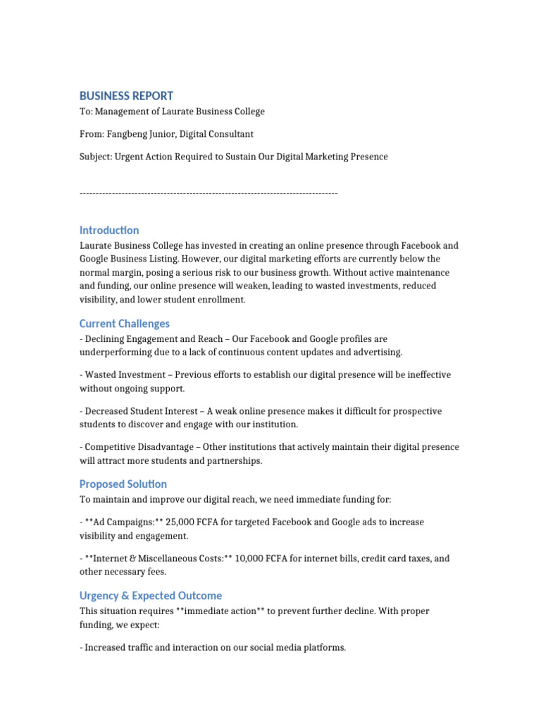 Urgent Digital Marketing Funding Request | PDF