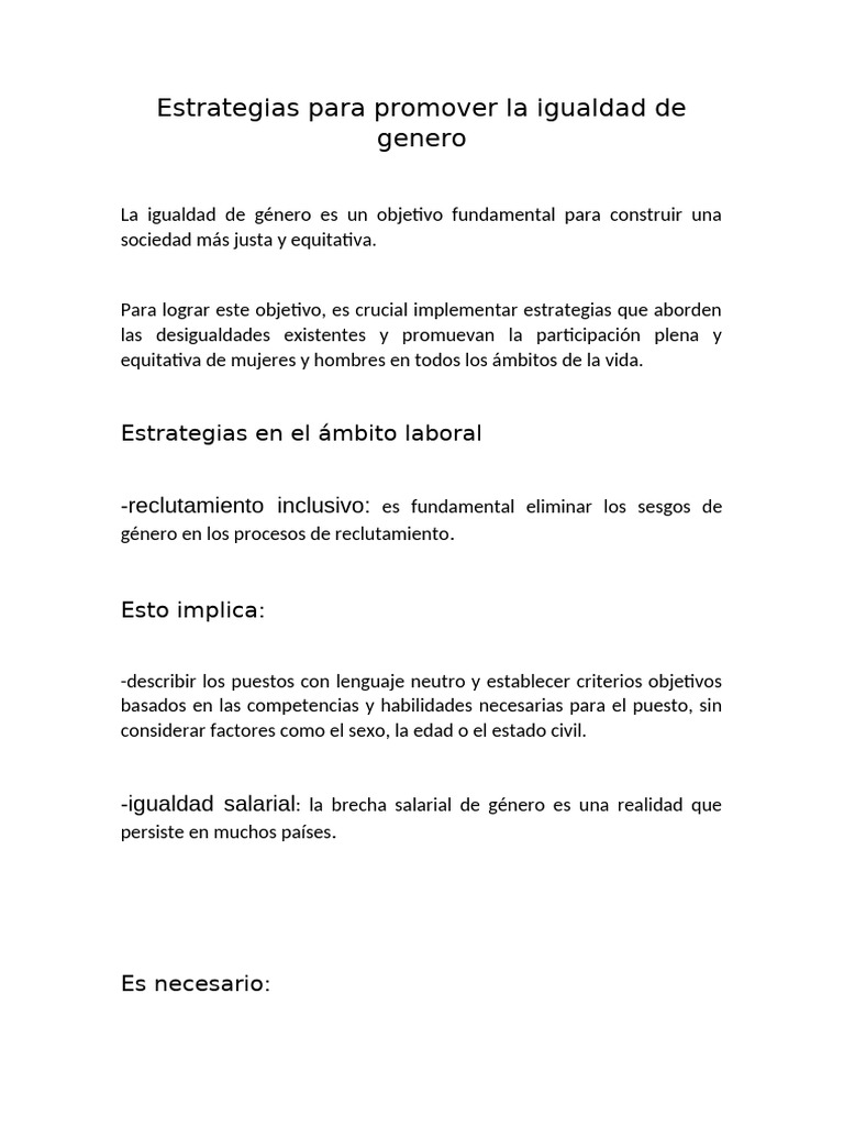 Estrategias para la Igualdad de Género | PDF | Igualdad de género ...