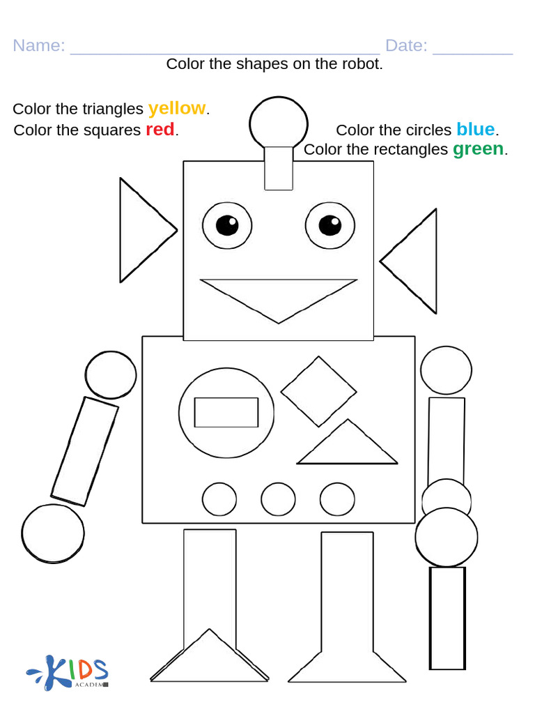 Robot Shape Coloring Activity | PDF