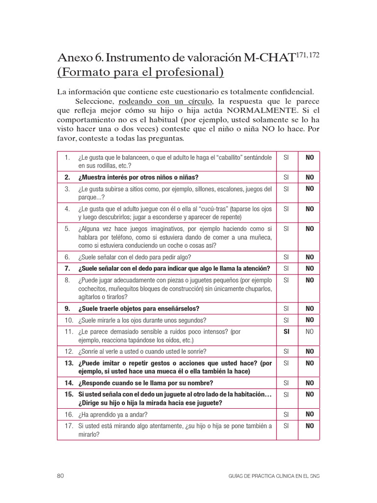 Cuestionario M-CHAT para Evaluación Infantil | PDF