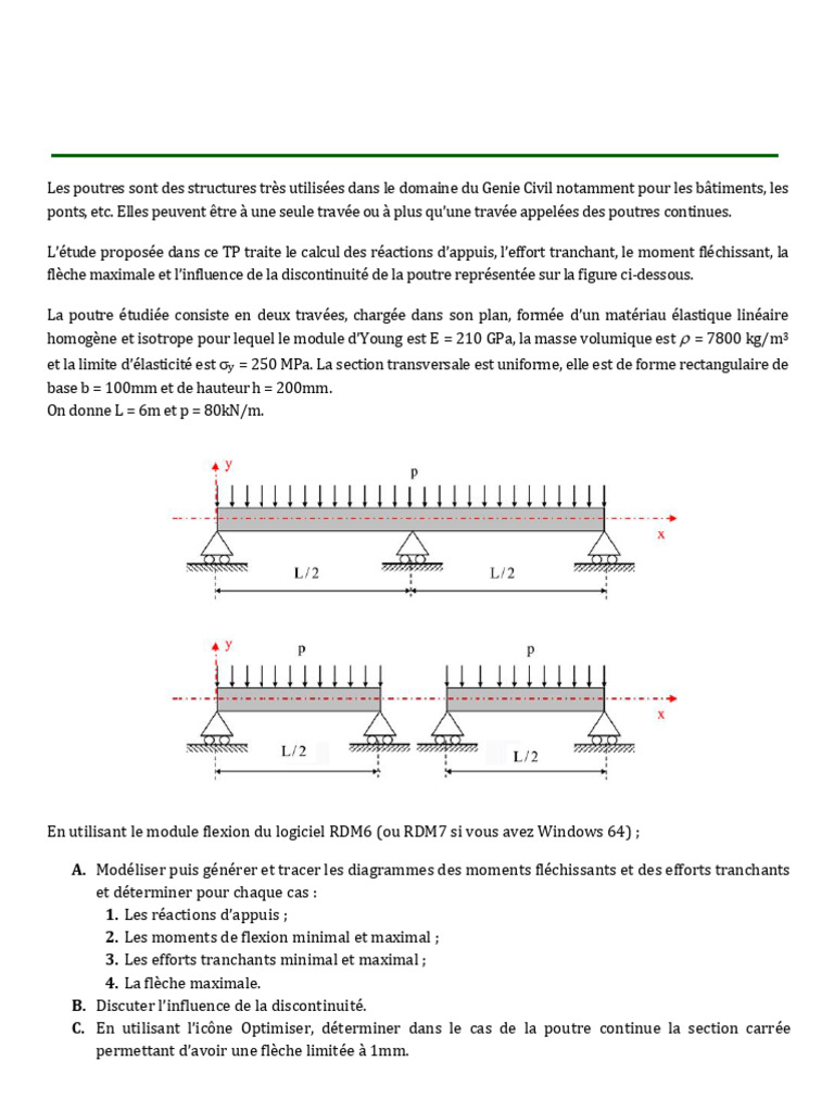 Analyse du moment fléchissant en poutre PDF Flexion (matériau — free download