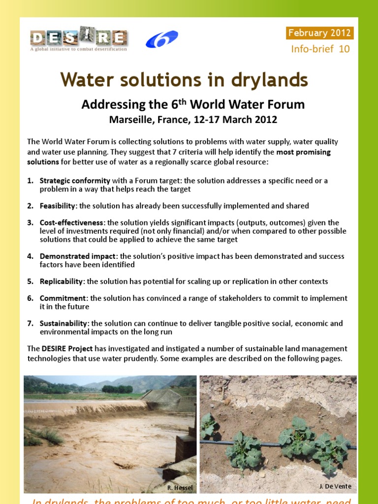 Info-Brief 10: Water Solutions in Drylands | PDF | Water Resources ...