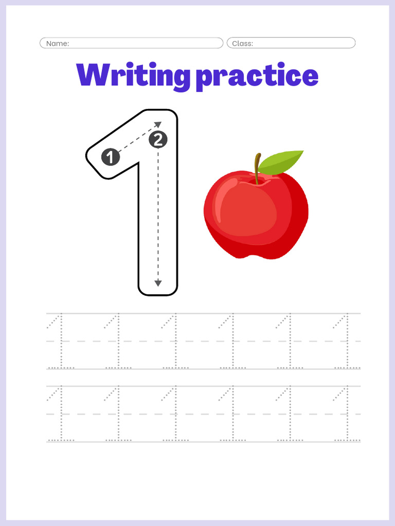 Writing numbers worksheet in purple white simple style 20240219 182721