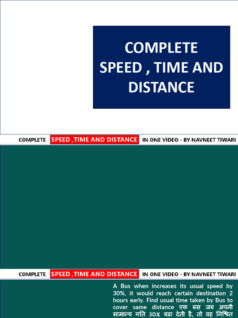 Complete Speed Time Distance in One Video | PDF