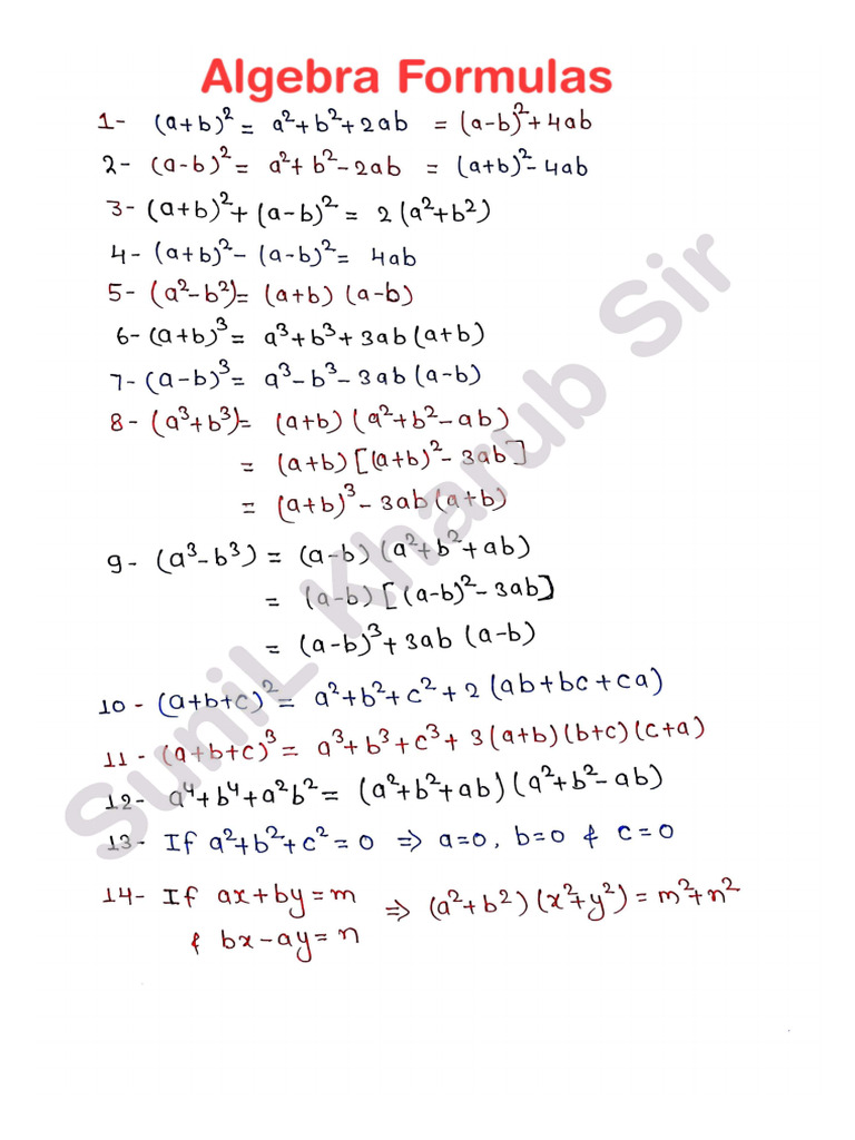 Algebra Formula & Tricks | PDF