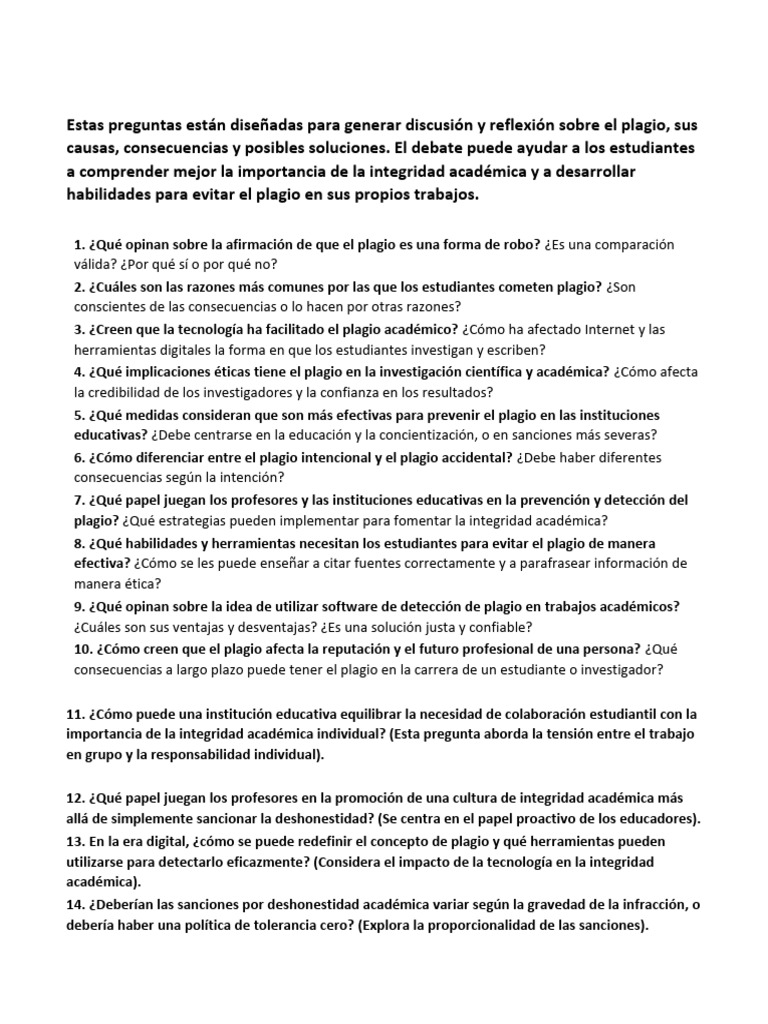 Plagio Debate | PDF | Plagio | Deshonestidad academica