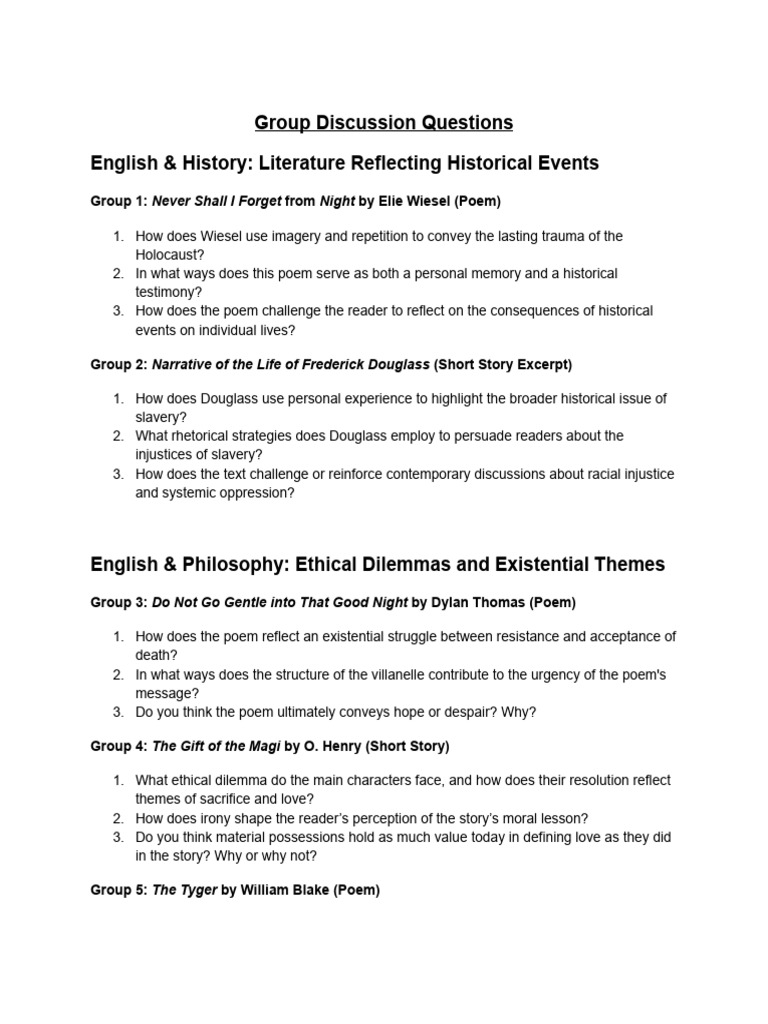 Group Discussion Questions | PDF | Poetry | The Raven