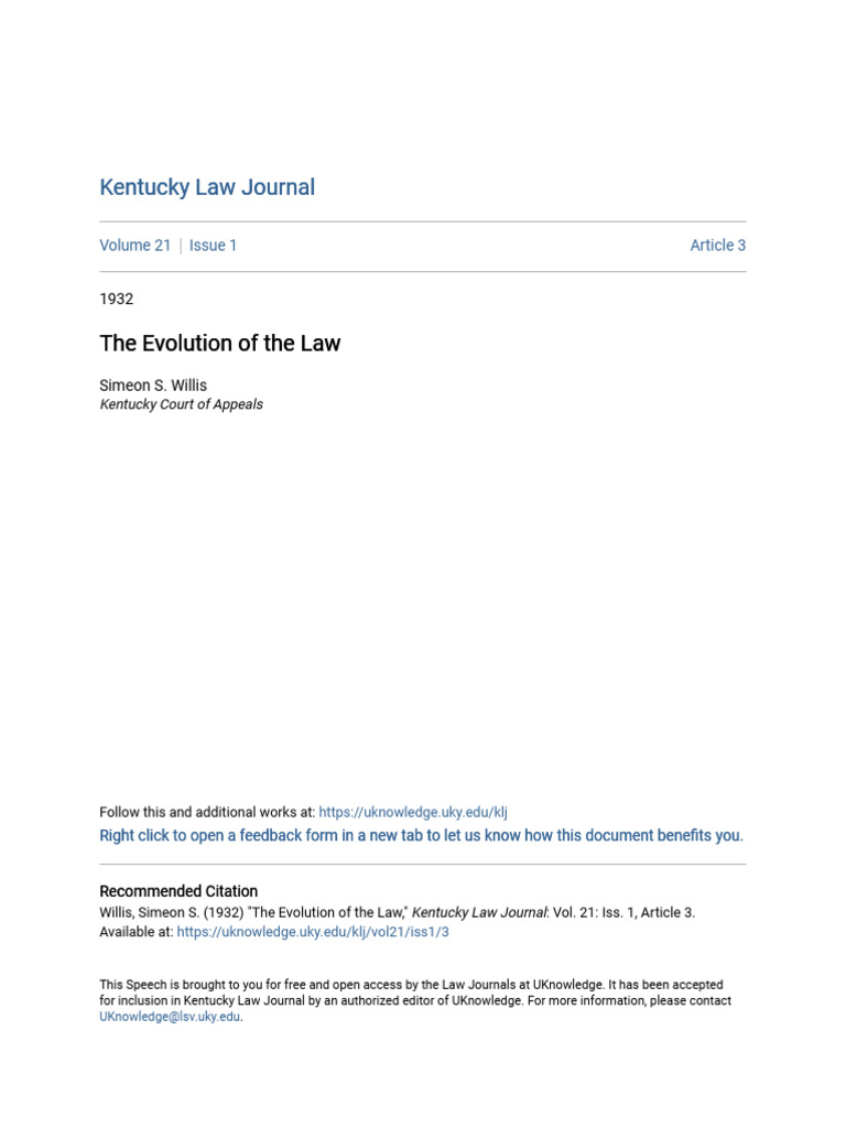 Evolution of Law in Kentucky | PDF | Precedent | Reason