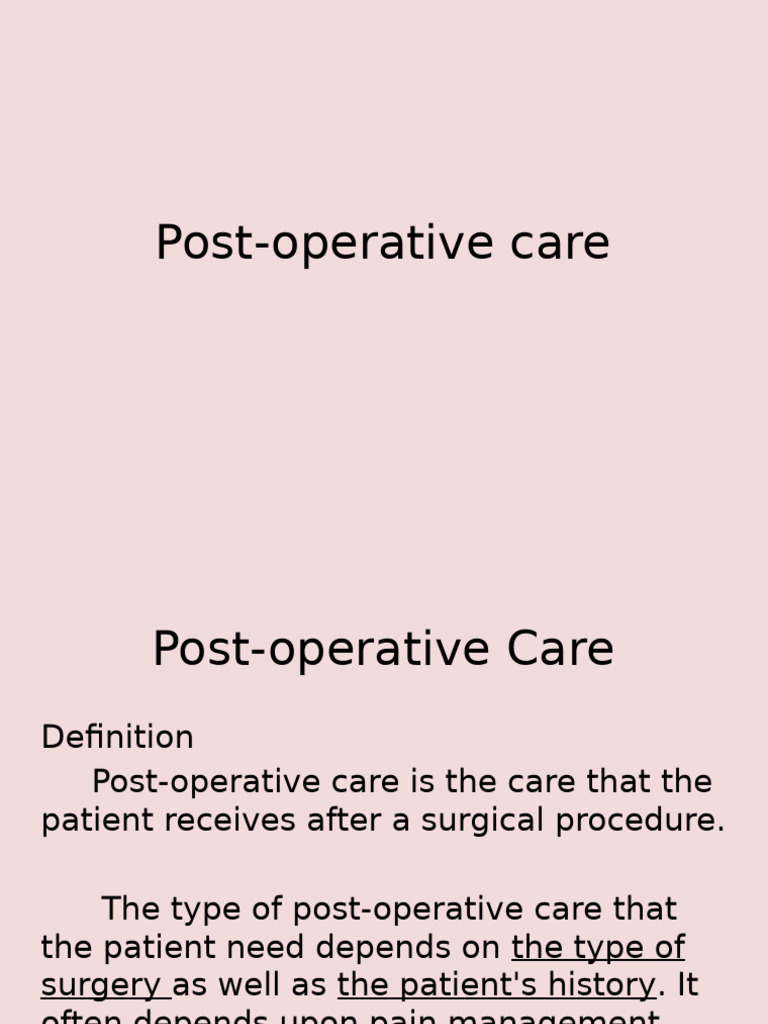 Postoperative Care | PDF
