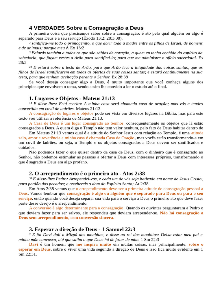 4 Princípios da Consagração a Deus | PDF | Josué | Deus