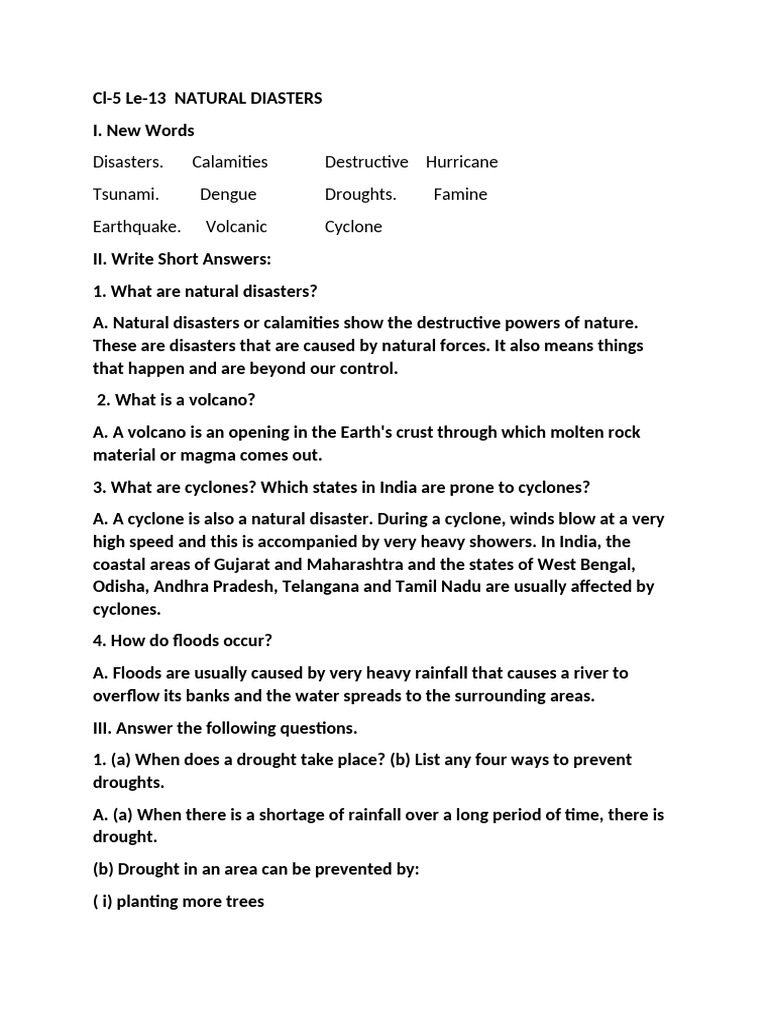 Cl-5 Le-10 Natural Disasters | PDF | Natural Disasters | Volcano