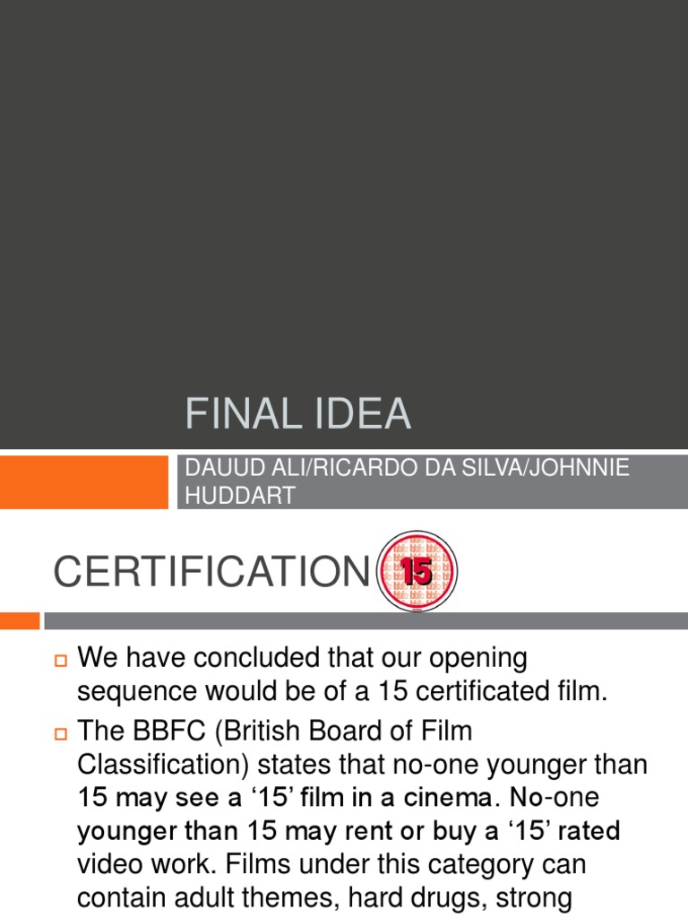 Final Idea: Dauud Ali/Ricardo Da Silva/Johnnie Huddart | PDF