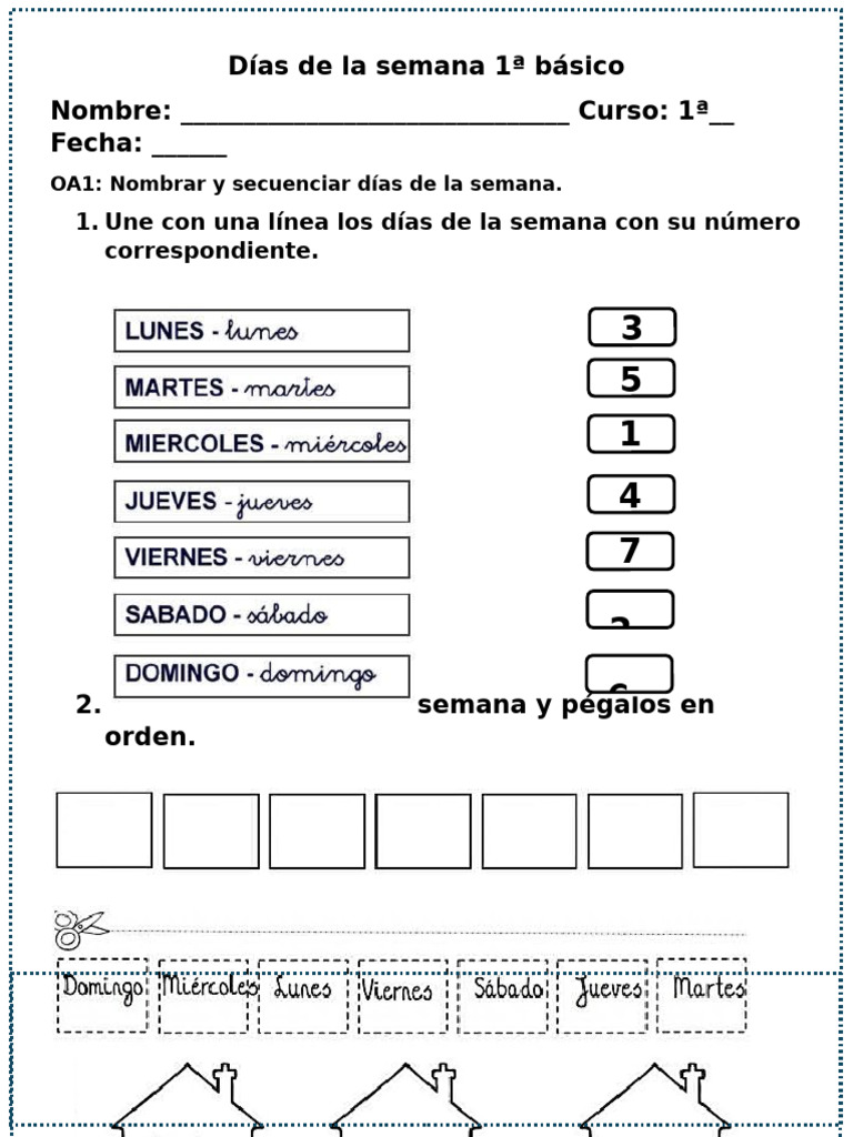 Actividades sobre los días de la semana | PDF