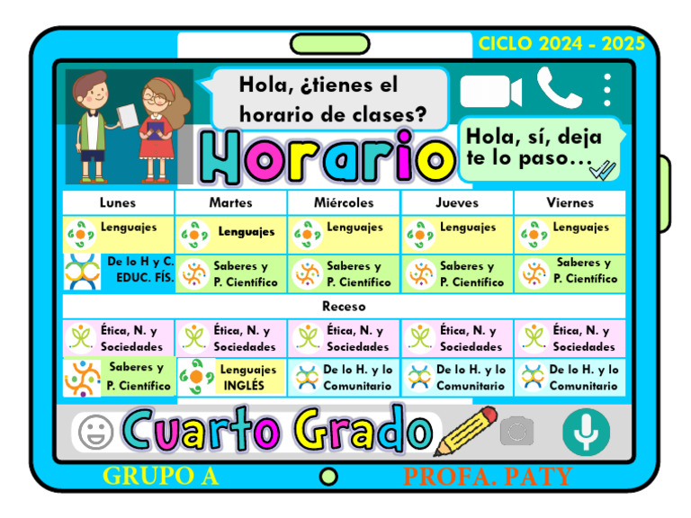 Horario de Clases Cuarto Grado 2024-2025 | PDF
