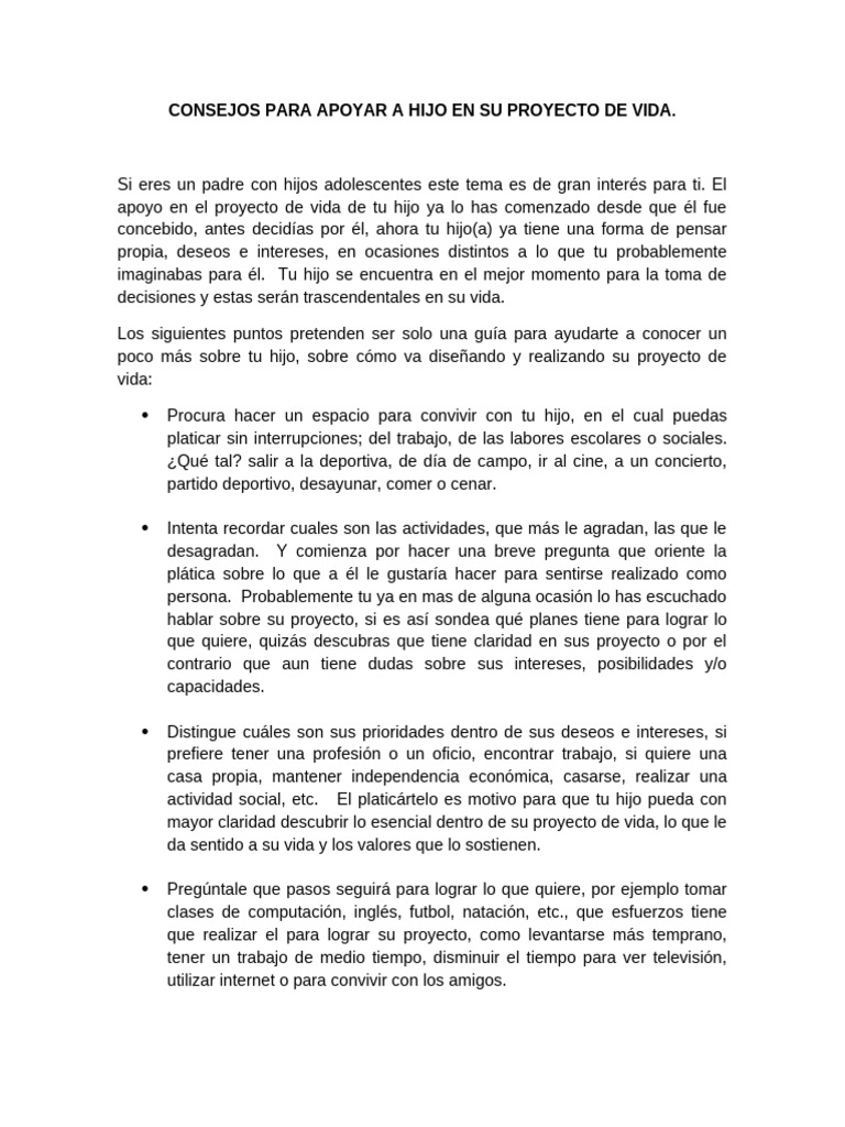 Consejos para apoyar a los hijos | PDF