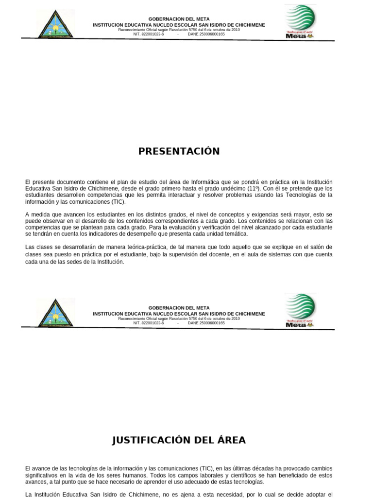 Plan de Estudios de Informática 2023 | PDF | Institución | Evaluación