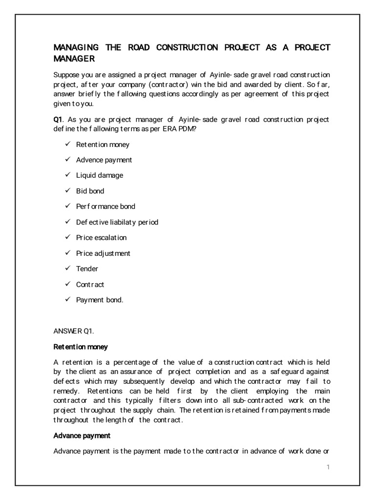Road Construction Project Management Guide | PDF