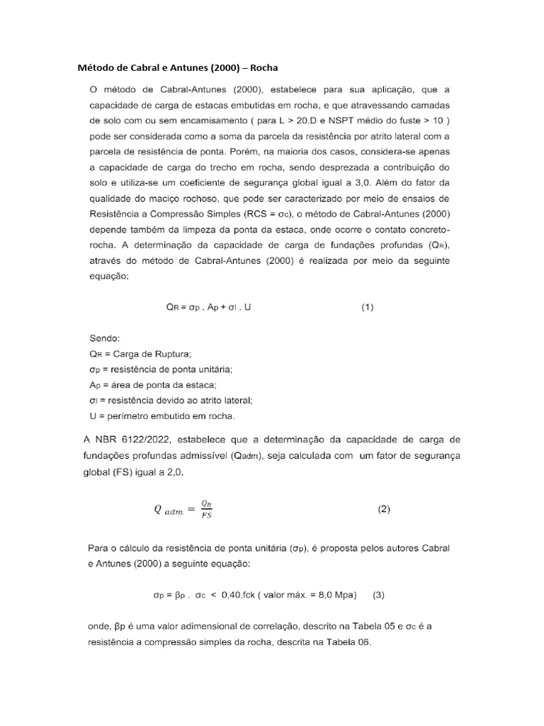 Método de Cabral e Antunes - Rocha | PDF