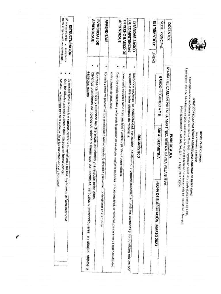 Plan de Clases Grado Segundo Primaria | PDF