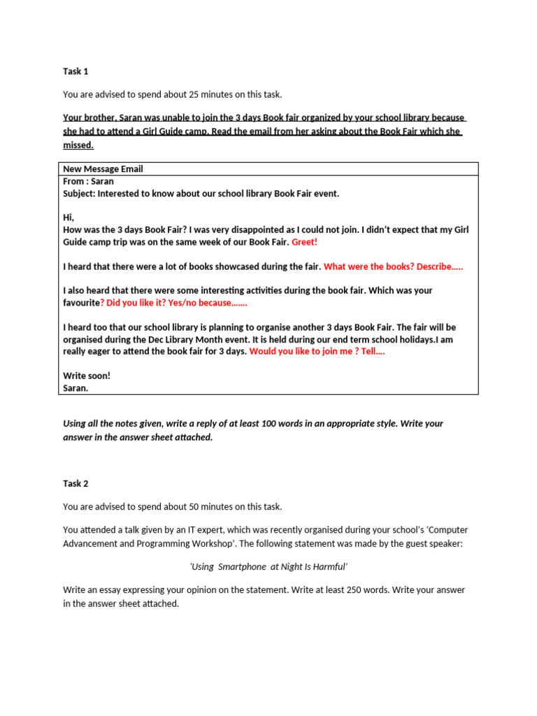 2 Sets of Questions For Muet Cefr Writing Paper | PDF