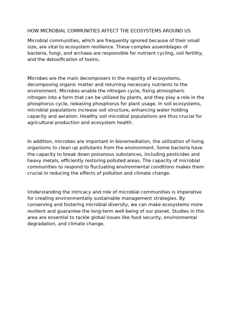 HOW MICROBIAL COMMUNITIES AFFECT THE ECOSYSTEMS AROUND US | PDF