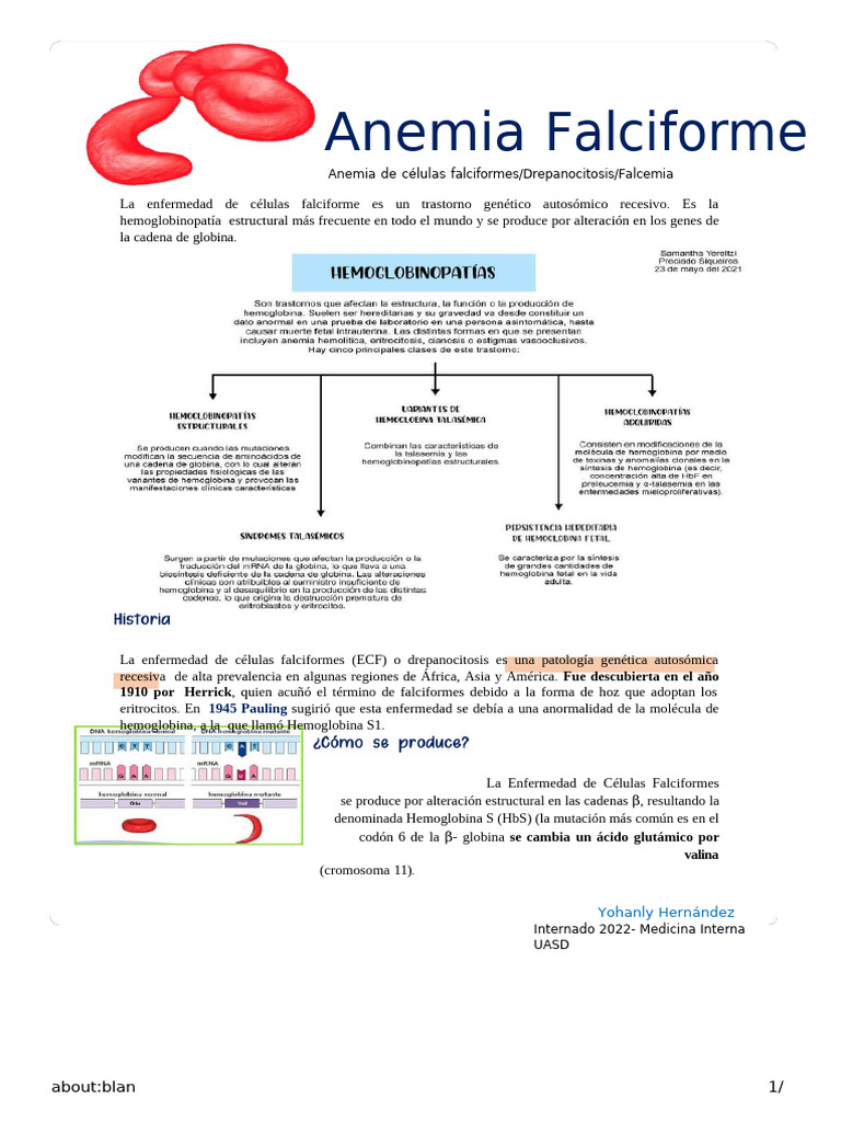 3. Anemia Falciforme - FALCEMIA PDF Medicina CLINICA Enfermedades