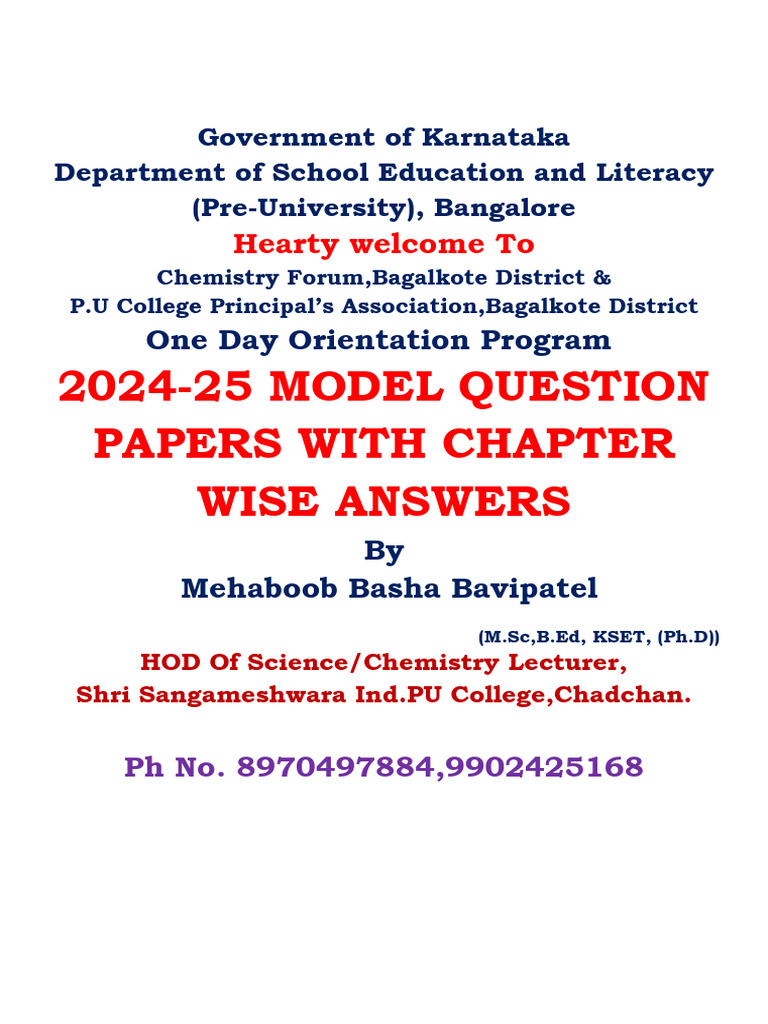 MQP 24-25 Chpwise Question & Answers | PDF | Reaction Rate ...
